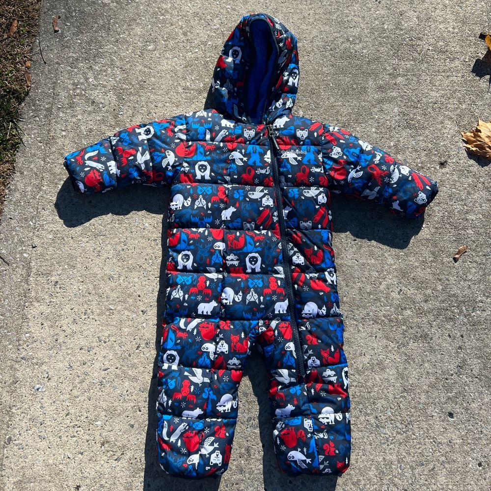 Columbia Blue and Red Patterned Snowsuit